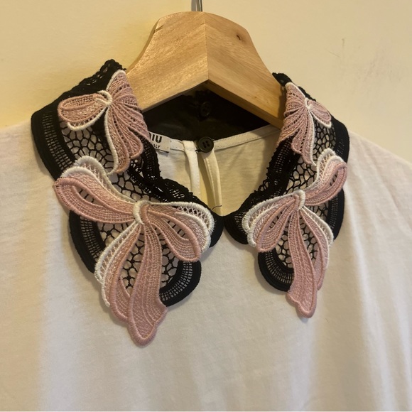 Miu Miu Lace Collar T-Shirt - Picture 4 of 8